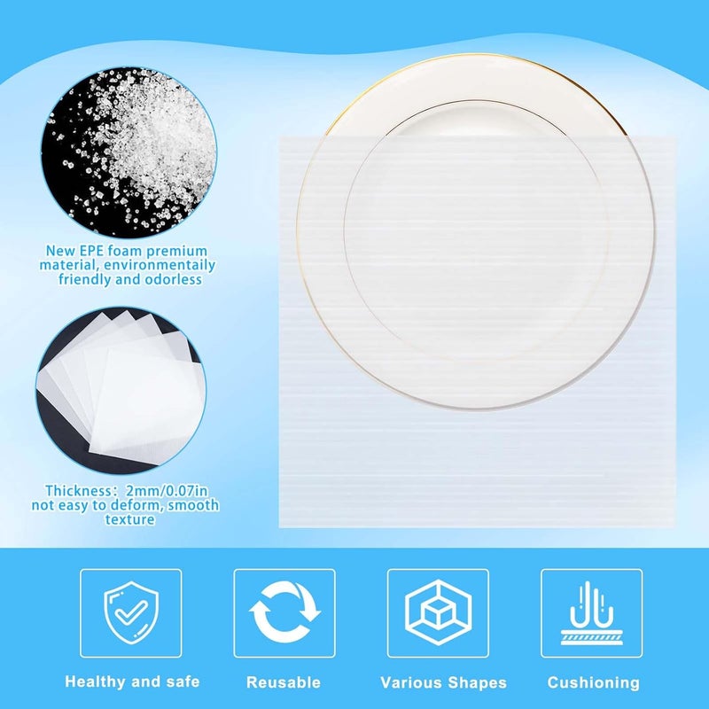 Ickimee 260pcs Cushioning Foam Pouches Moving Supplies, 4 Sizes (12x12inch,12x12inch sheets,12x7.5inch,7.5x7.5inch) Use Packing Supplies for Moving, Packaging, Storage Incidental 60 Fragile Stickers, clear - Image 2